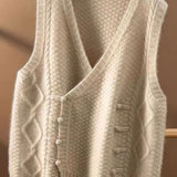 Organic apricot Asymmetrical Button Knit Tanks Sleeveless