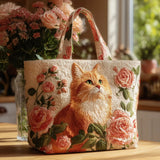 Handmade Bag | Brown Cat and Rose