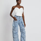 Agathe high-waisted palazzo cargo trousers