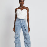 Agathe high-waisted palazzo cargo trousers