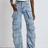 Agathe high-waisted palazzo cargo trousers