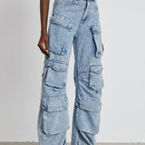 Agathe high-waisted palazzo cargo trousers