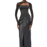Dunja Black Lace Panel Corset blouse