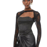 Dunja Black Lace Panel Corset blouse