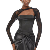 Dunja Black Lace Panel Corset blouse