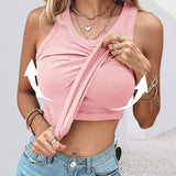 Geripptes Tanktop mit Rundhalsausschnitt und integriertem BH
