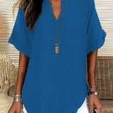 Bluse Lockere Einfarbige Damenfreizeitliche