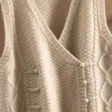 Organic apricot Asymmetrical Button Knit Tanks Sleeveless