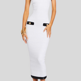 Anklyn Ribbed Strapless Midi Bandage Dress
