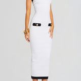 Anklyn Ribbed Strapless Midi Bandage Dress