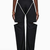 Calypso Black Cut-Out Wide Leg Trousers