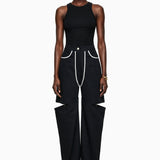 Calypso Black Cut-Out Wide Leg Trousers
