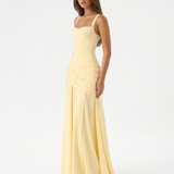 ENIE | Maxikleid mit Gerafftem Eckigem Ausschnitt