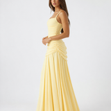 ENIE | Maxikleid mit Gerafftem Eckigem Ausschnitt