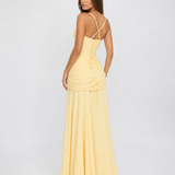 ENIE | Maxikleid mit Gerafftem Eckigem Ausschnitt