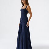 ENIE | Maxikleid mit Gerafftem Eckigem Ausschnitt