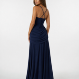 ENIE | Maxikleid mit Gerafftem Eckigem Ausschnitt