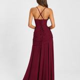 ENIE | Maxikleid mit Gerafftem Eckigem Ausschnitt