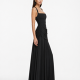 ENIE | Maxikleid mit Gerafftem Eckigem Ausschnitt