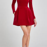 Lilay Diamante Square Collar Mini Bandage Dress - Red
