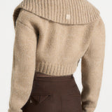Emya - 2-in-1 Knit Shrug With Twisted Bandeau Top - Taupe