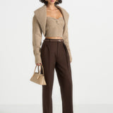 Emya - 2-in-1 Knit Shrug With Twisted Bandeau Top - Taupe