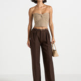 Emya - 2-in-1 Knit Shrug With Twisted Bandeau Top - Taupe