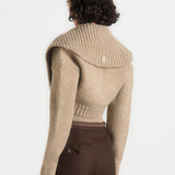 Emya - 2-in-1 Knit Shrug With Twisted Bandeau Top - Taupe