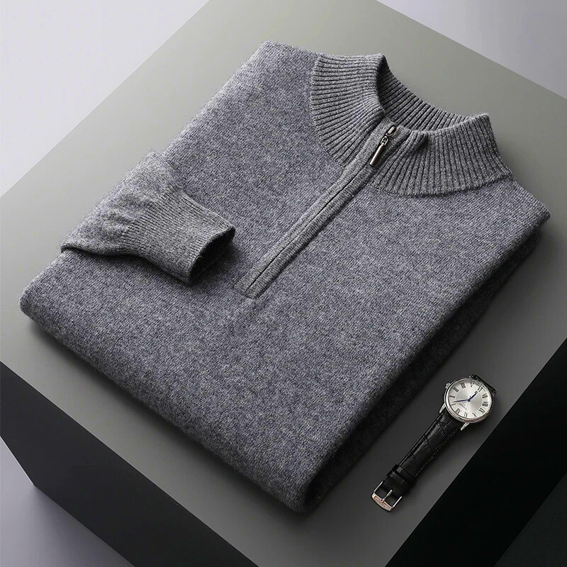 Oslo Merino Pusiau Užtrauktukas Megztinis