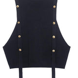 Vintage Juodas O Formos Kaklo Be Rankovių Megztinis