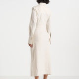 Fern - Linen Midi Shirt Dress With Tie Waist - Natural