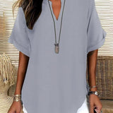 Bluse Lockere Einfarbige Damenfreizeitliche