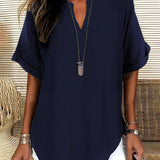 Bluse Lockere Einfarbige Damenfreizeitliche