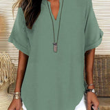 Bluse Lockere Einfarbige Damenfreizeitliche