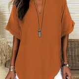 Bluse Lockere Einfarbige Damenfreizeitliche