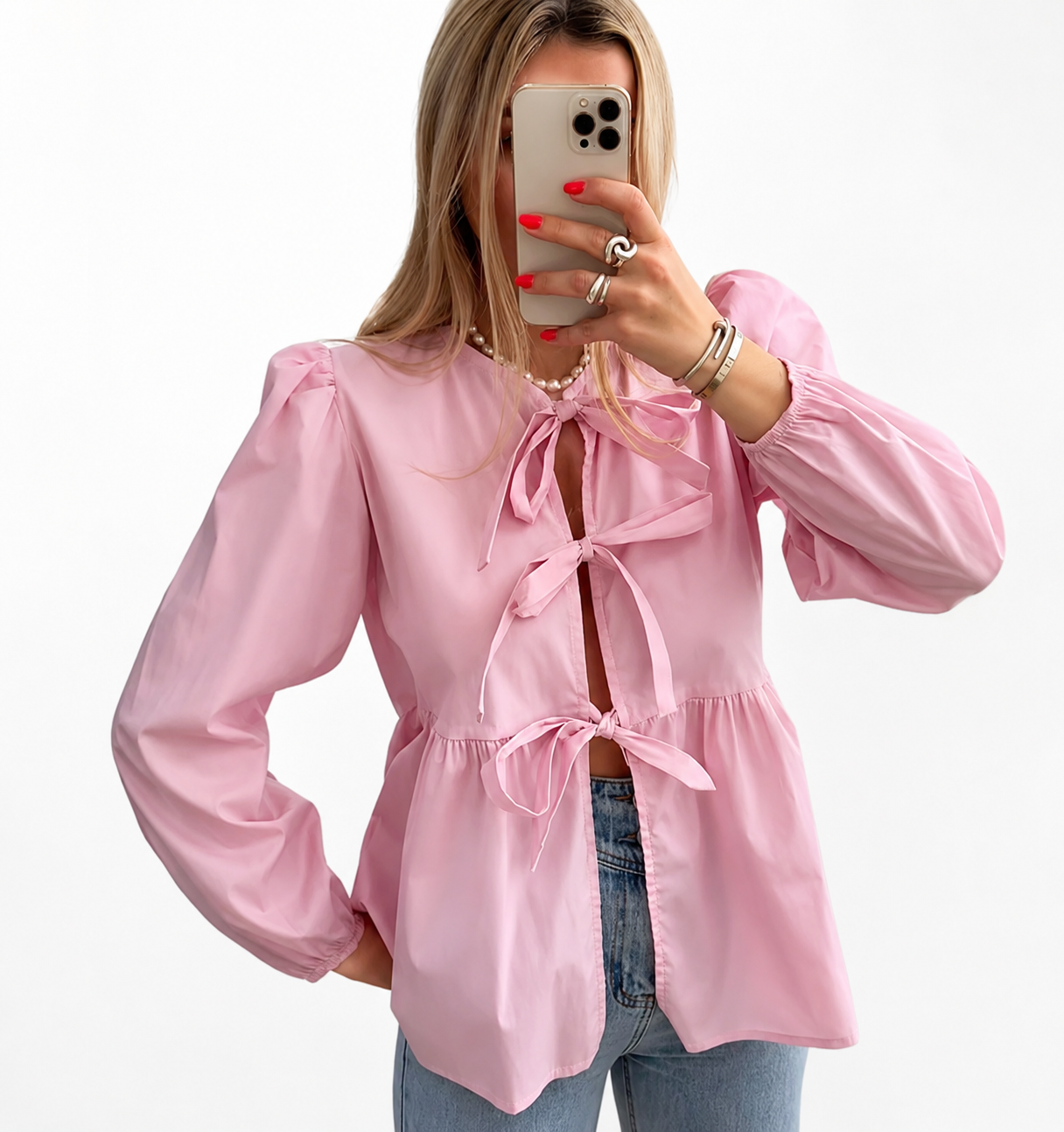 Gina – Elegantiška palaidinė su kaspinais