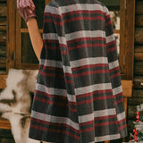 Raudonas Plaid Cape Be Rankovių Paltas